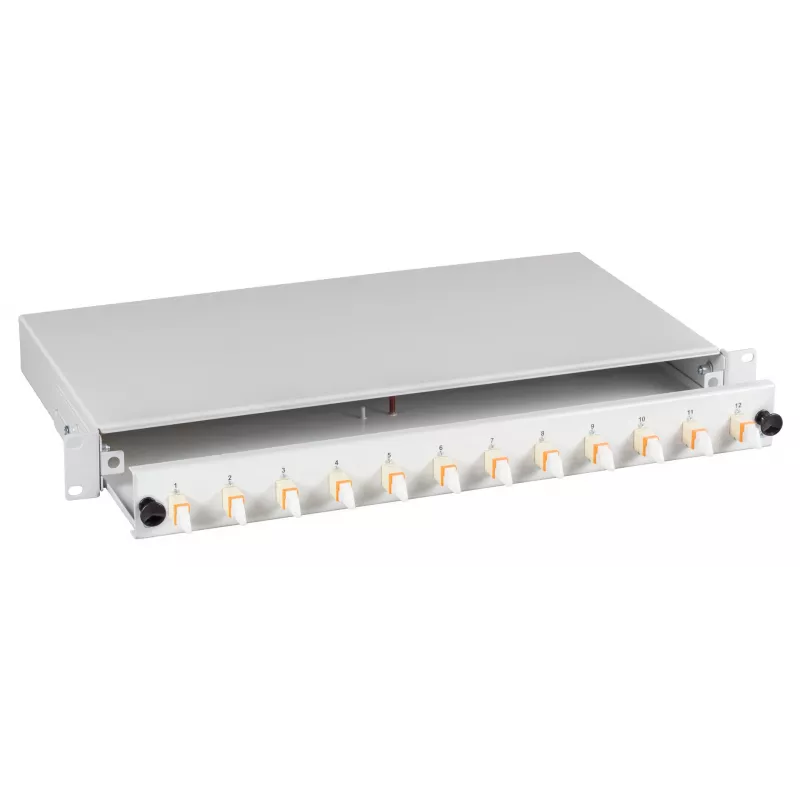 EFB Elektronik BA71533.24 Caixa de Fusão de Fibra para Rack 24 Portas E2000/APC Monomodo, 1U, OS2, com Pigtails