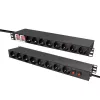 LogiLink PDU1601 Unidade de Distribuição de Energia para Rack 19 polegadas 1U, 16 Tomadas Schuko, Proteção contra Sobretensão, 16A, Cabo de 2m, Preto