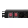 LogiLink PDU1601 Unidade de Distribuição de Energia para Rack 19 polegadas 1U, 16 Tomadas Schuko, Proteção contra Sobretensão, 16A, Cabo de 2m, Preto