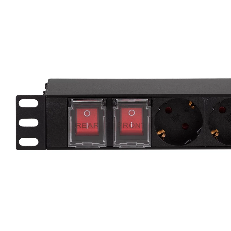 LogiLink PDU1601 Unidade de Distribuição de Energia para Rack 19 polegadas 1U, 16 Tomadas Schuko, Proteção contra Sobretensão, 16A, Cabo de 2m, Preto