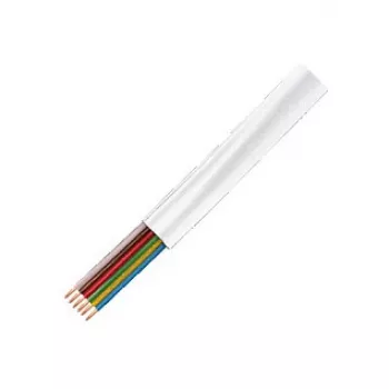 LogiLink CM06W Cabo Telefónico Plano, 6 fios CCA, 6x 0,12 mm, Branco, 100 m Rolo