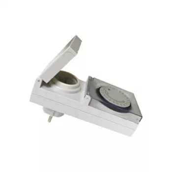 LogiLink ET0006 Temporizador Mecânico para Exterior, IP44, 3680 W, 16 A, Programa Diário, 96 Segmentos, Intervalos de 15 Minutos, Schuko, Preto/Cinzento