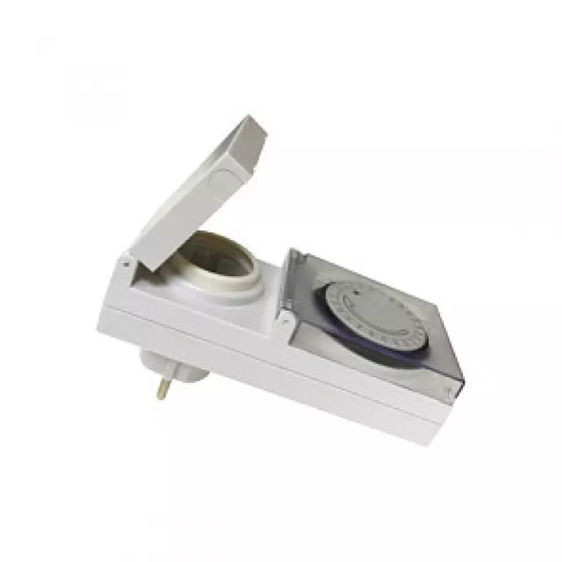 LogiLink ET0006 Temporizador Mecânico para Exterior, IP44, 3680 W, 16 A, Programa Diário, 96 Segmentos, Intervalos de 15 Minutos, Schuko, Preto/Cinzento