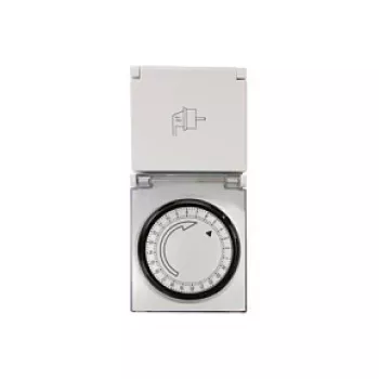 LogiLink ET0006 Temporizador Mecânico para Exterior, IP44, 3680 W, 16 A, Programa Diário, 96 Segmentos, Intervalos de 15 Minutos, Schuko, Preto/Cinzento