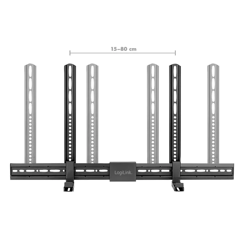 LogiLink BP0205 Suporte Universal para Soundbar, Suporte VESA, Profundidade Ajustável 86-155mm, 15kg, Preto