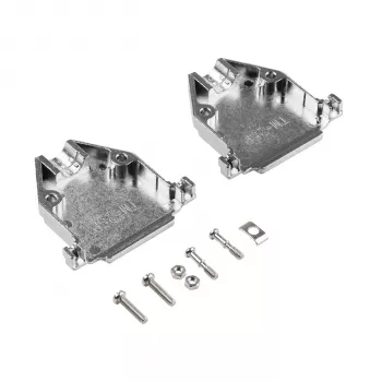 EFB Elektronik 29432.1V2 Cobertura Totalmente Metálica E-GP25G com Alívio de Tensão, D-Sub 25 polos, Blindagem EMI/RFI, Liga de Zinco, Prateado