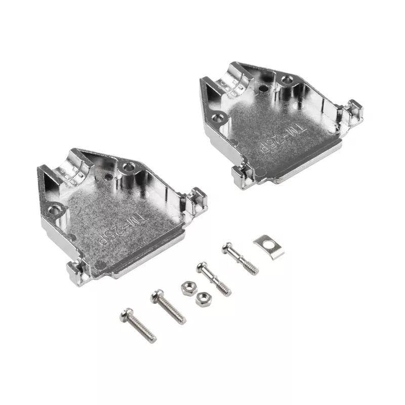 EFB Elektronik 29432.1V2 Cobertura Totalmente Metálica E-GP25G com Alívio de Tensão, D-Sub 25 polos, Blindagem EMI/RFI, Liga de Zinco, Prateado