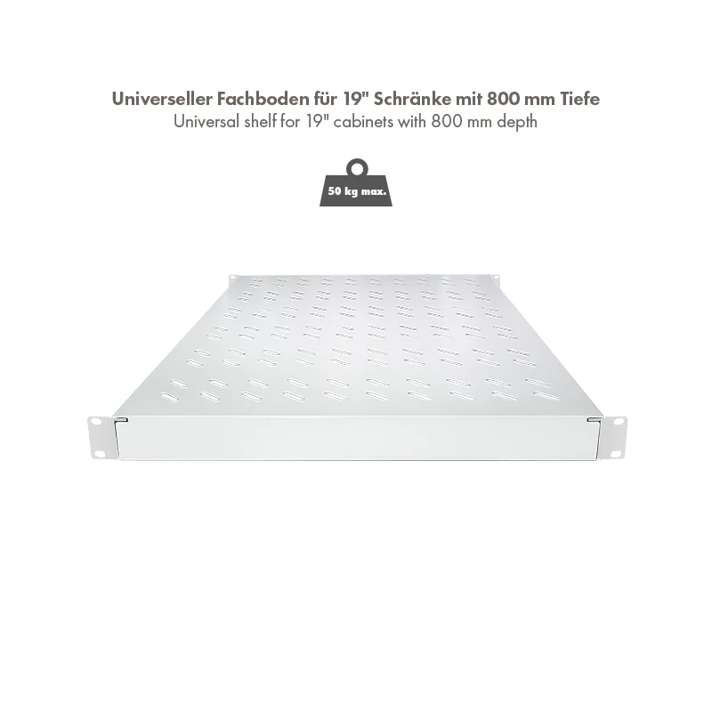 LogiLink Prateleira de Rack Ajustável 19 polegadas para Racks de 800 mm de profundidade, cinzento claro