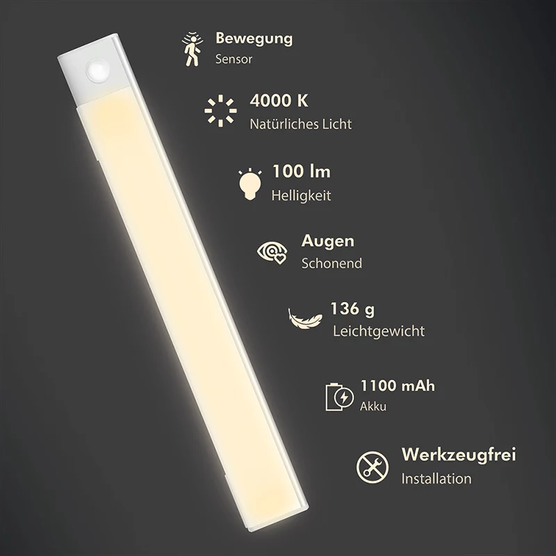 LogiLink luz LED para móvel, ultrafina, sensor PIR, 300mm, 100lm