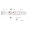 LogiLink LPS287U Régua de Tomadas com 3 Tomadas de Segurança, USB-A & USB-C PD 20W, Interruptor Basculante, Cabo de 1,5m, Branca