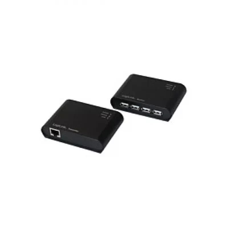LogiLink Extensor USB 2.0 Cat.5 com Hub de 4 Portas, 50 m, Preto