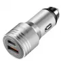 LogiLink Carregador de Automóvel USB, 2 Portas, Carregamento Rápido 20W, Prateado