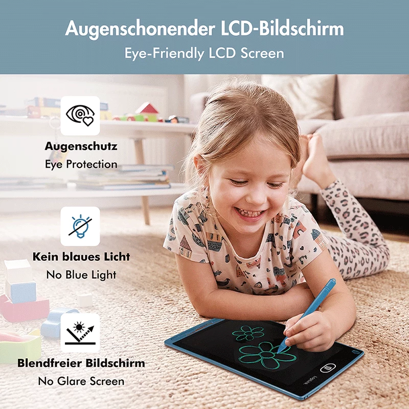LogiLink Tablet de escrita LCD 8.5, monocromático, com 2 ímanes, azul