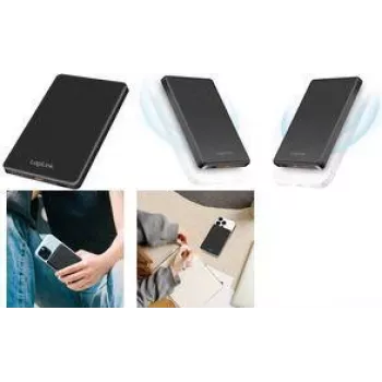 LogiLink PA0352 Powerbank Magnética sem Fios 5000 mAh 20W PD USB-C Preto