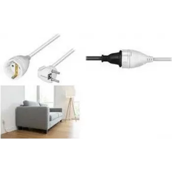Cabo de extensão LogiLink LPS106, ficha angular CEE 7/7 para tomada CEE 7/3, branco, 5 m