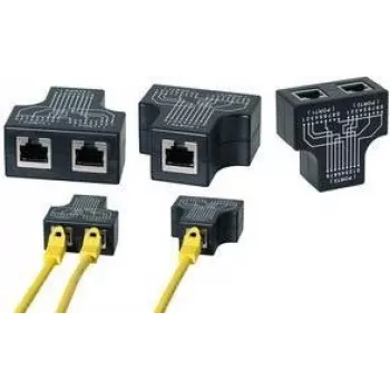 Duplicador de porta RJ45 LogiLink, adaptador em T, 1x conector fêmea RJ45 para 2x conector fêmea RJ45, 10/100 BaseT, preto (MP0137)