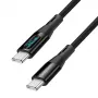 Cabo USB 2.0 Type-C LogiLink com indicador de potência, C/M para C/M, 480 Mbps, 240W PD 3.1, nylon trançado, preto, 1 m