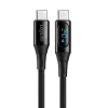 Cabo USB 2.0 Type-C LogiLink com indicador de potência, C/M para C/M, 480 Mbps, 240W PD 3.1, nylon trançado, preto, 1 m