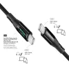 Cabo USB 2.0 Type-C LogiLink com indicador de potência, C/M para C/M, 480 Mbps, 240W PD 3.1, nylon trançado, preto, 1 m
