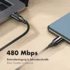 Cabo USB 2.0 Type-C LogiLink com indicador de potência, C/M para C/M, 480 Mbps, 240W PD 3.1, nylon trançado, preto, 1 m