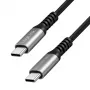 Cabo USB 2.0 Type-C LogiLink, C/M para C/M, 480 Mbps, 240W, nylon, metal, preto/prateado, 0,5 m
