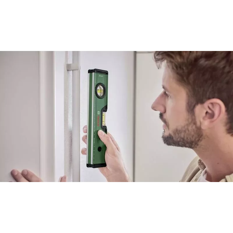 Nível de bolha BOSCH DIY 25 cm verde com ranhura em V e base fresada plana