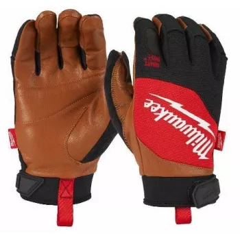 Luvas de trabalho híbridas em pele Milwaukee tamanho M/8 com compatibilidade com ecrã tátil SMARTSWIPE