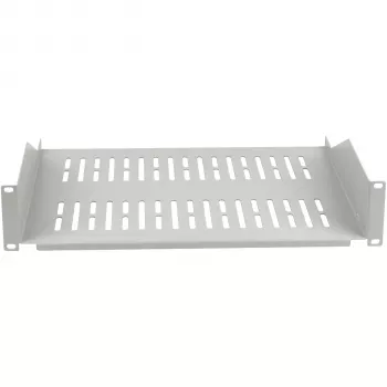 Prateleira fixa EFB ELEKTRONIK 19 polegadas 2U, 400 mm de profundidade, carga 22 kg, cinzento claro RAL 7035