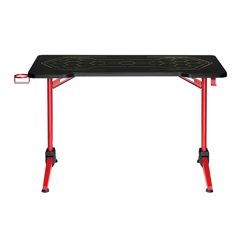 Secretária gaming LogiLink, 120x60 cm, tampo em vidro temperado com iluminação RGB, moldura vermelha