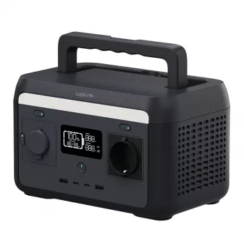 Estação de energia portátil LogiLink 300W bateria LiFePO4, 288Wh onda sinusoidal pura, 60W USB-C PD, QC3.0, Solar Ready