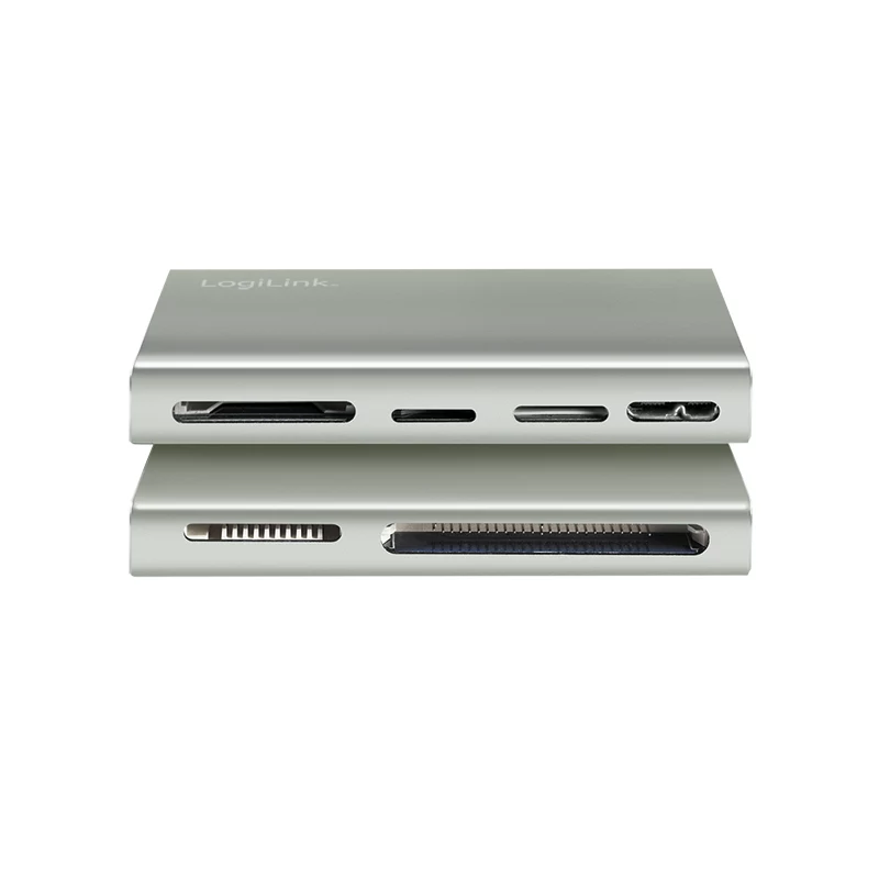 Leitor de cartões LogiLink USB 3.2 Gen1 5 em 1, caixa em metal, prateado