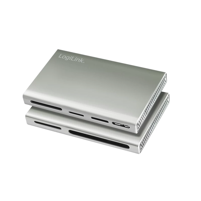 Leitor de cartões LogiLink USB 3.2 Gen1 5 em 1, caixa em metal, prateado