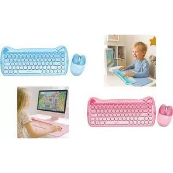 Conjunto teclado e rato LogiLink Kids 2.4G, rosa