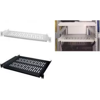 Prateleira fixa para rack LogiLink 19 polegadas 1U, 300 mm de profundidade, preto RAL 9005, aço, máx. 15 kg