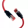 Cabo de patch industrial EFB Elektronik K8048PUI30 RJ45 Cat.6A S/FTP PUR, Draka UC900 TM21, bainha resistente a óleo e UV, 4x2 x AWG26/7, 30 m, vermelho