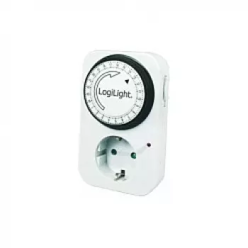 Temporizador mecânico LogiLink ET0001, programável diariamente, 16A/3680W, 230V, Type F Schuko, branco