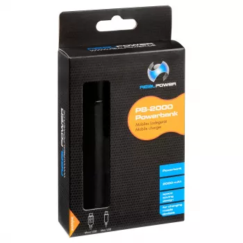 Power bank RealPower PB2000 mAh em alumínio, preto