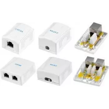 Tomada de superfície blindada Cat.6A LogiLink, 1x RJ45, branco RAL 9003, 10G, sem ferramentas, PoE++