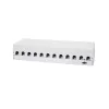 Patch panel de secretária LogiLink NK4093 Cat.6A, 12 portas, cinzento-claro (RAL 7035), blindado, aço sem parafusos