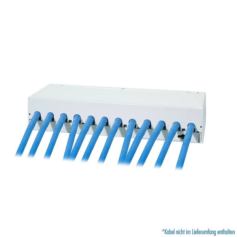 Patch panel de secretária LogiLink NK4093 Cat.6A, 12 portas, cinzento-claro (RAL 7035), blindado, aço sem parafusos