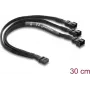 Cabo divisor de ventoinha Delock 1 x conector fêmea 4 pinos PWM para 2 x conector macho 4 pinos PWM (segundo com 3 pinos ocupados) manga trançada 30 cm preto