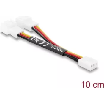 Cabo em Y para ventoinha Delock 1 x conector fêmea 3 pinos para 2 x conector macho 3 pinos 10 cm