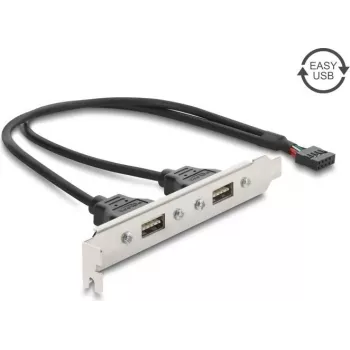 Chapa de slot USB 2.0 Delock com 2 x portas EASY-USB Type-A