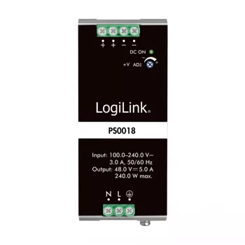 Fonte de alimentação profissional para calha DIN LogiLink 240 W 48 V