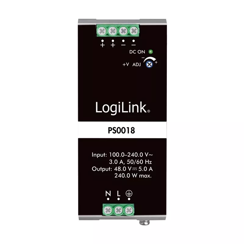 Fonte de alimentação profissional para calha DIN LogiLink 240 W 48 V