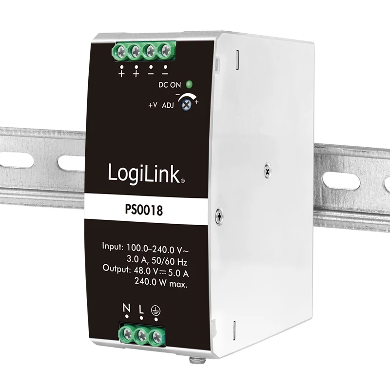 Fonte de alimentação profissional para calha DIN LogiLink 240 W 48 V