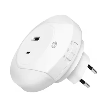 Luz de presença LED LogiLink com sensor de crepúsculo, 1x USB-A e 1x USB-C, 18W de potência total