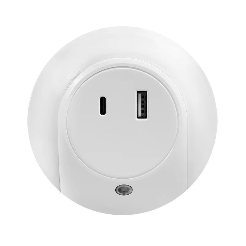 Luz de presença LED LogiLink com sensor de crepúsculo, 1x USB-A e 1x USB-C, 18W de potência total