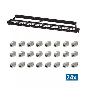 Patch panel modular 24 portas Cat.6A Keystone LogiLink, 19 inch/1U, preto, EconLine