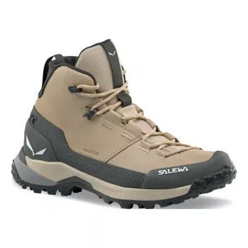 Sapatos de trekking Salewa Puez Leather Mid PTX para mulher, Quicksand/Onyx, tamanho 36,5